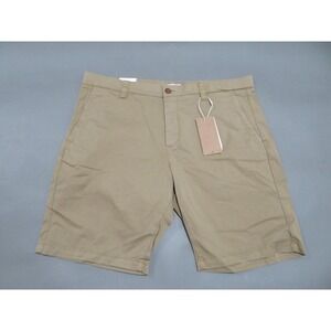 NN07 No Nationality Shorts Mens 36 Brown Chino Cotton Blend Zip Fly Khaki
